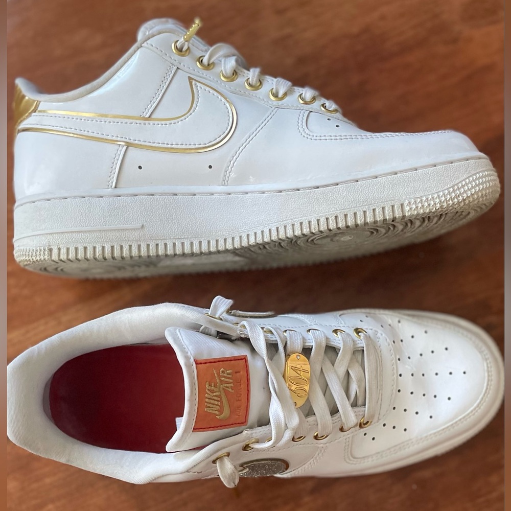 Nike Air Force 1 Low Nola 504 | Nike White and Gold Accent Sneakers